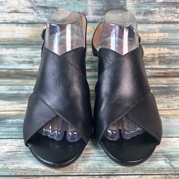 Franco Sarto Gabbey Slingback Sandals Womens 11M Black Leather Open Toe Dress - Picture 3 of 10